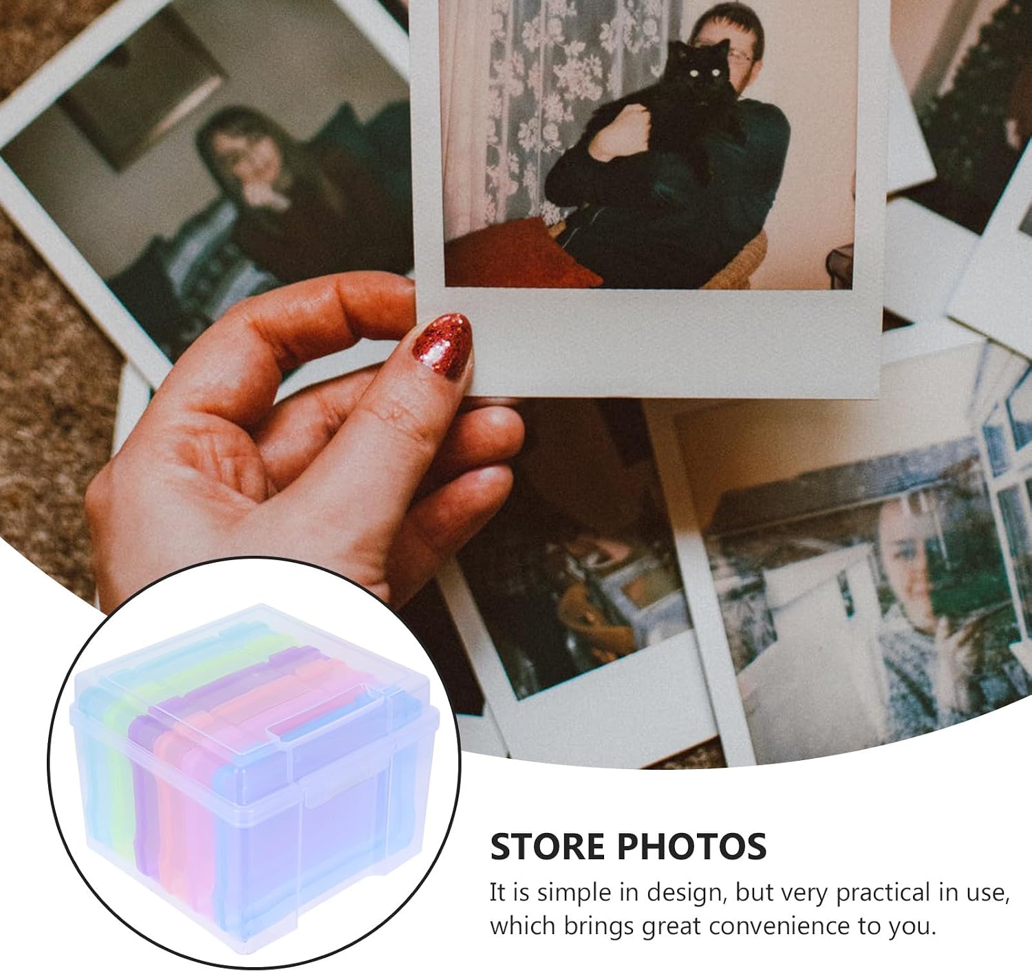 Multifunctional Photo Organizer Box 5X7 Inch Photo Storage Case with Colorful Design Portable Archival Container for Travel and Home Use