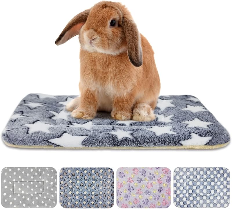 Cama macia de fleece para coelhos e pequenos animais Tierecare 35,0 x 27,0 x 3,0 cm, pacote com 5