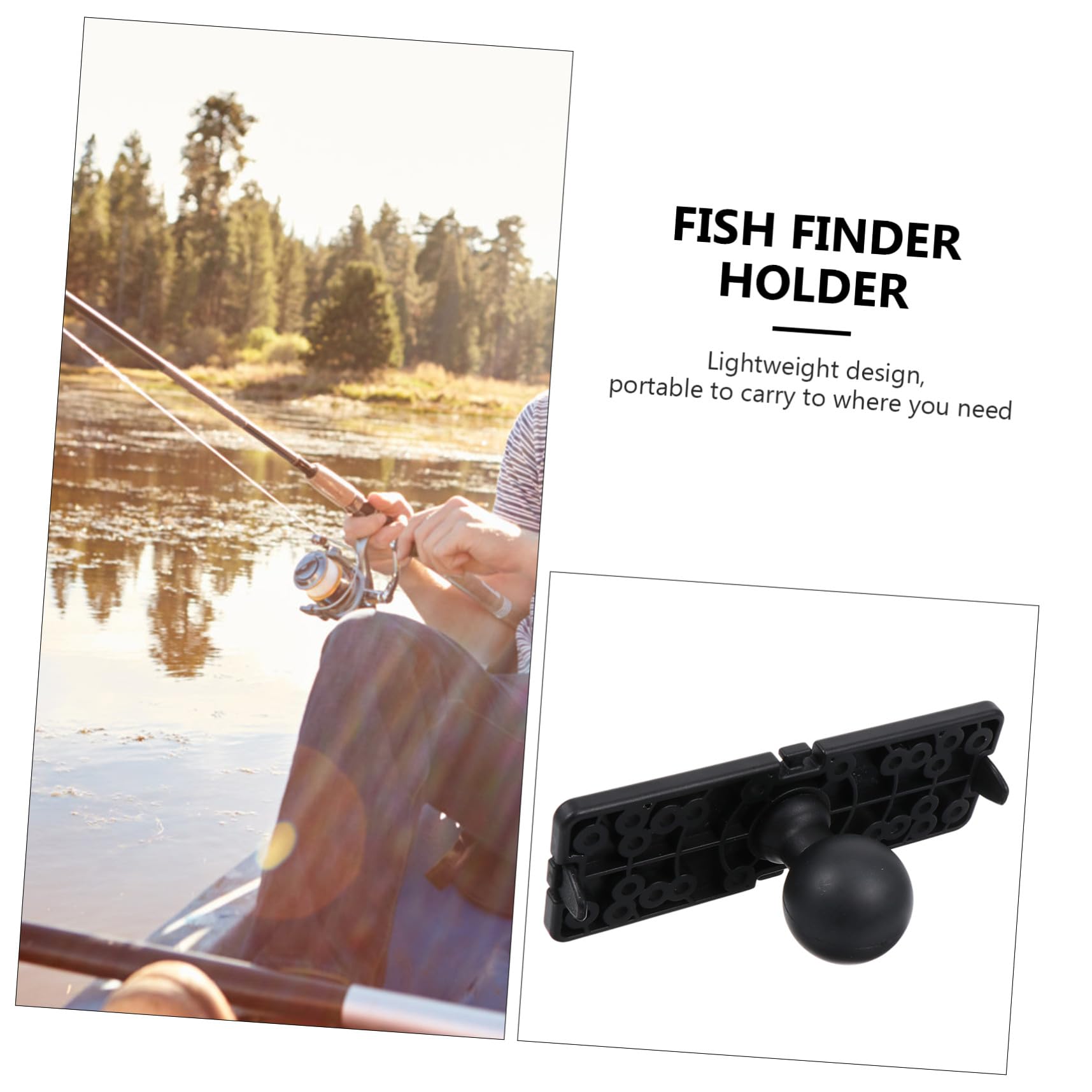 HOMSFOU Halterung für Fischfinder Ball Angelrutenhalter für Boot teleskopisch Fischfinder liefern Bootsrute plat kanu zubehör Fischfindergestell Basis für Fischfinder Nylon Black