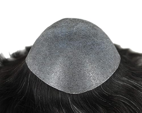 Miniatura 9 de Suncolorhair Negro mezclado gris Toupee para hombres hombres Cabello natural Remy unidad de cabello humano (1B20)