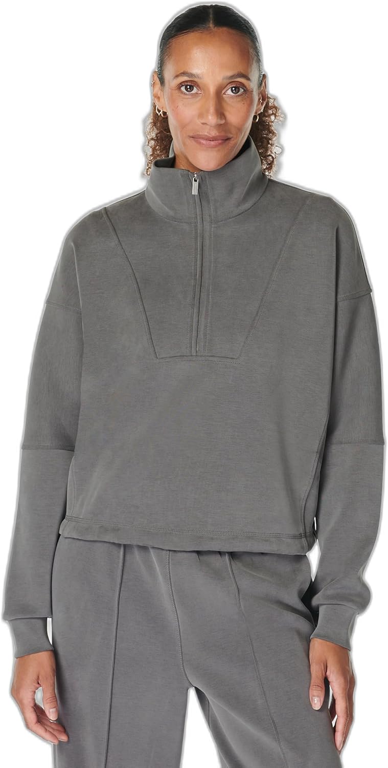 Sweaty Betty womens Sand Wash Soft Half Zip Pullover Sweatshirt