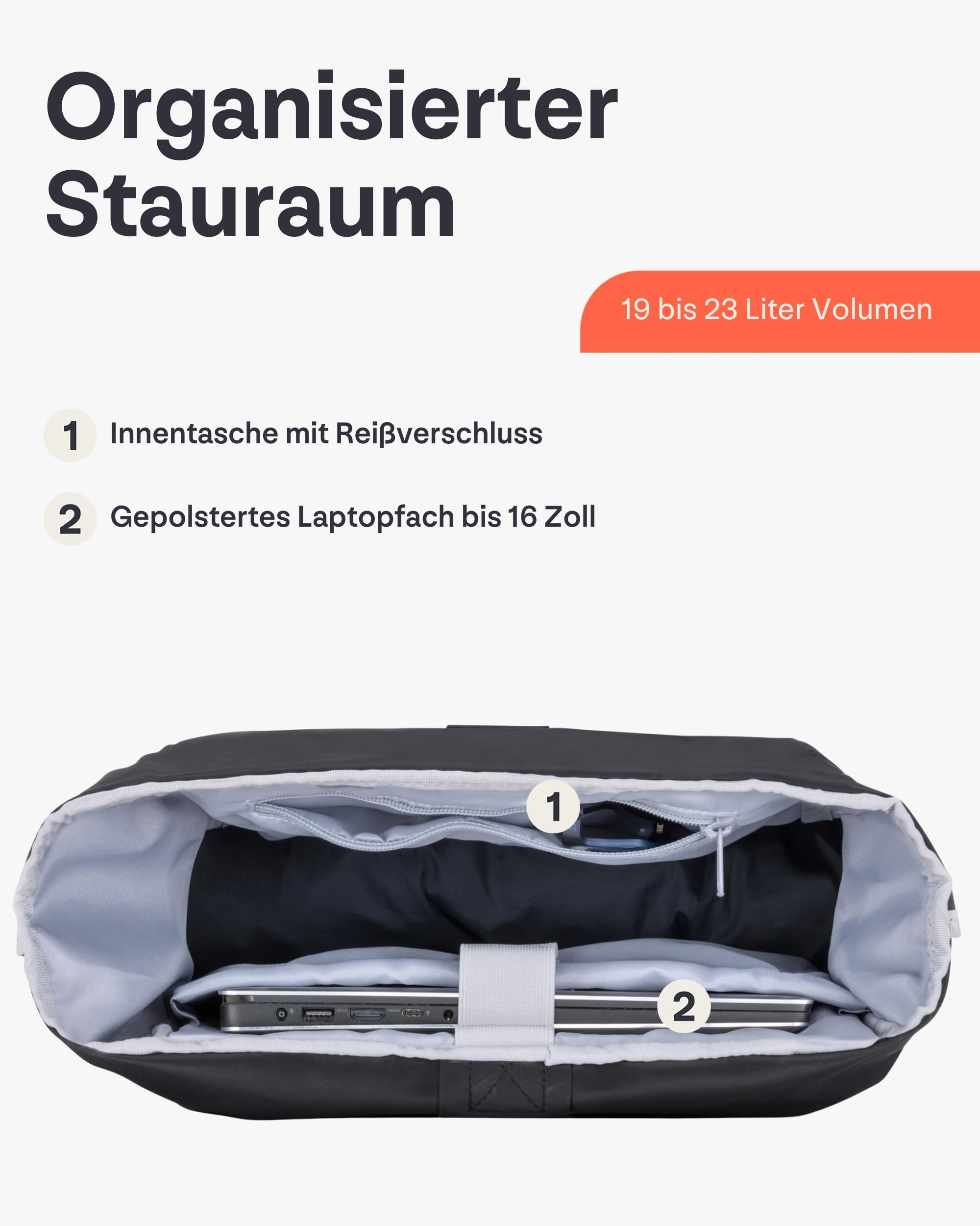 Johnny Urban Rucksack Herren & Damen Schwarz - Allen Large - Rolltop Backpack Groß für Fahrrad, Arbeit, Uni - Laptop Tagesrucksack mit Schuhfach - Wasserabweisend