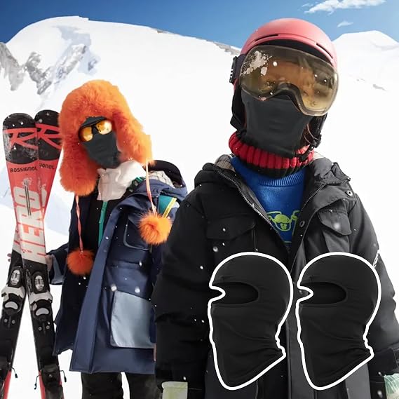 2 Pcs Kids Balaclava,Black Thermal Ski Mask Children's,Multipurpose Winter Childrens Head Face Full Masks,Snoods Fleece Windproof Warmer Neck Snood Balaclavas Helmet Hat for Baby Boys Girls Cycling
