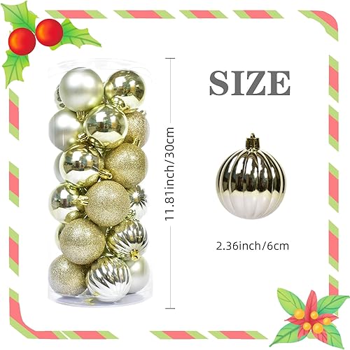 Miniatura 6 de 24 adornos de bola de Navidad, decoración de árbol de Navidad, decoraciones de bolas de Navidad inastillables para decoración de vacaciones, bodas,