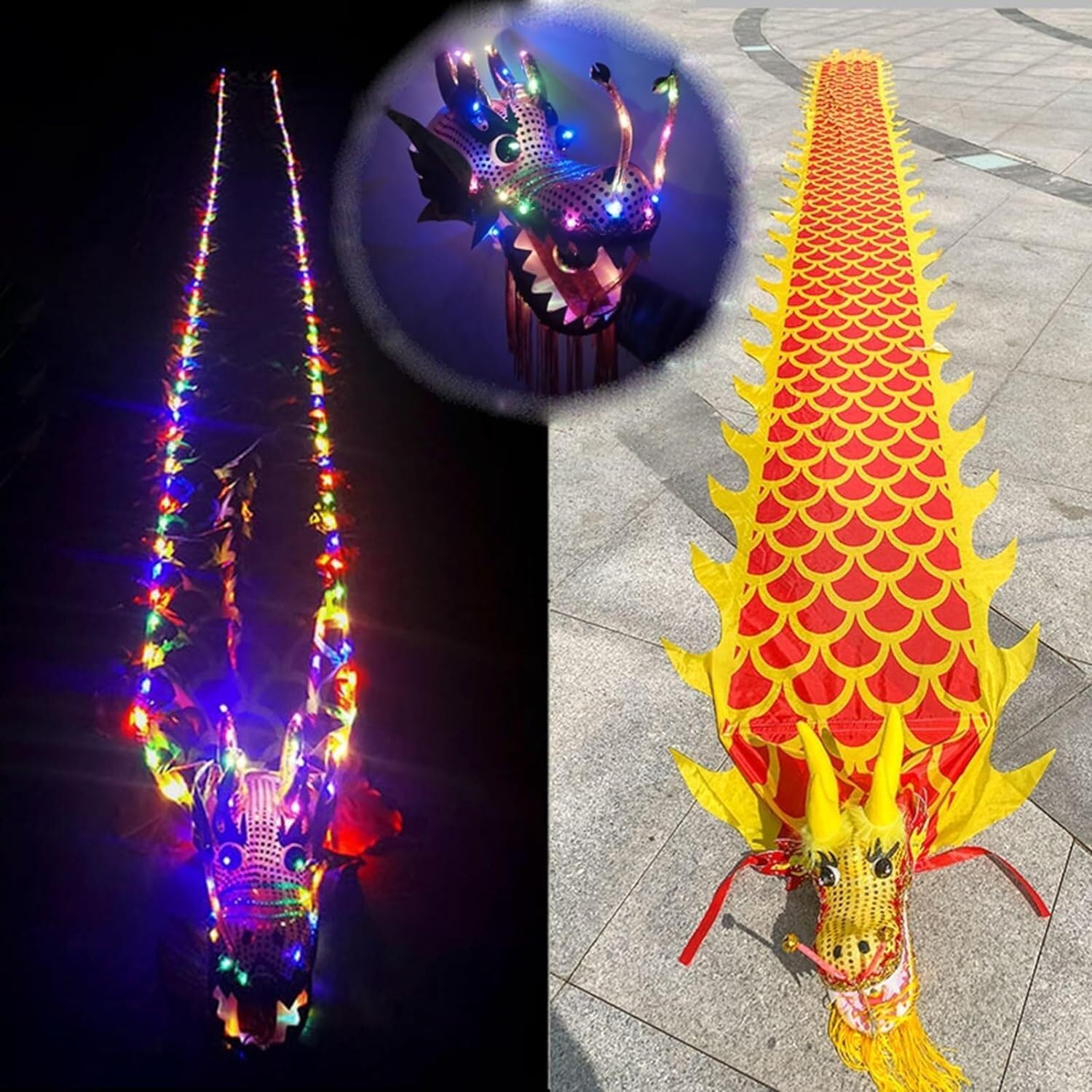 Colourful Glowing Dragon Flag, Outdoor Glowing Dragon Flag Prop Lights, Sports & Fitness(Color,8 m (26 ft))