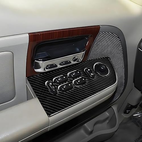 Miniatura 7 de 2 piezas de calcomanías para interruptor de elevación de ventana de automóvil, decoración de fibra de carbono para Ford F150 (2004-2008)  Lincoln