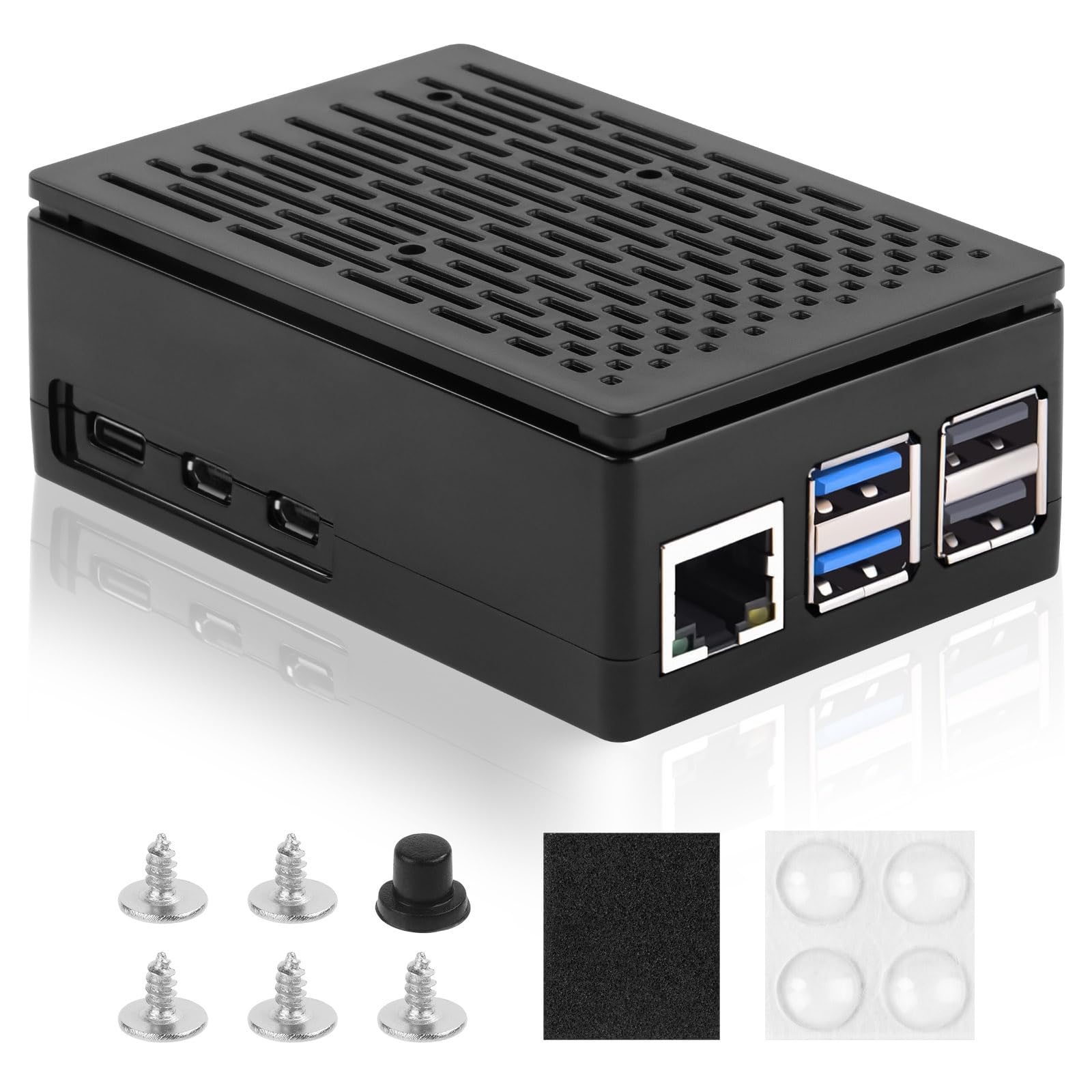 Aolso Raspberry Pi 5 ABS Case with Active Cooler, PCIe M.2 NVMe SSD Shield Top, Cooling Fan for Pi 5 4GB/8GB — view 9