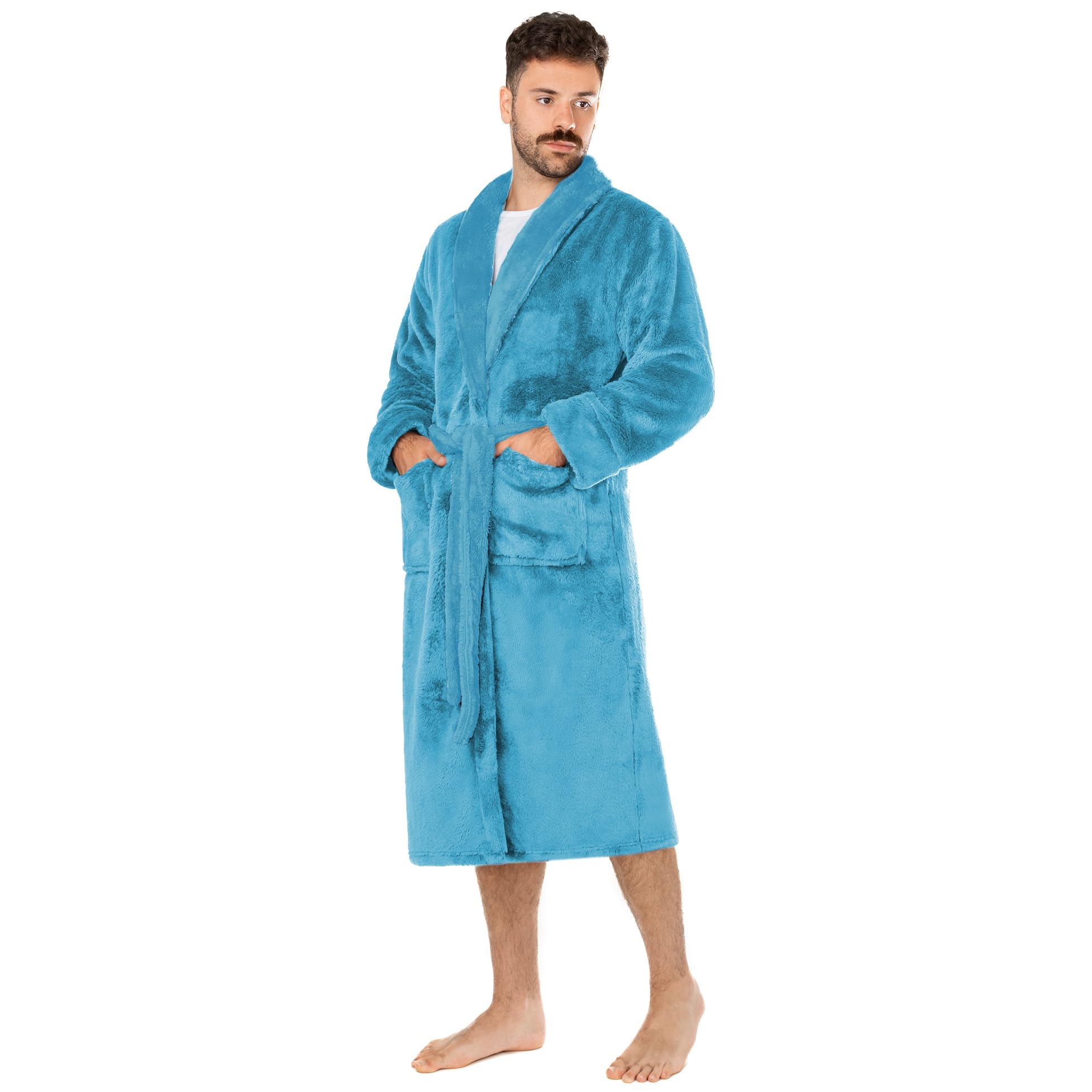 LEBENGOOD Vestaglia Uomo Inverno - Accappatoio Uomo - Morbido, Accogliente - Tasche - Cintura Regolabile- 100% Microfibra Oeko-Tex®