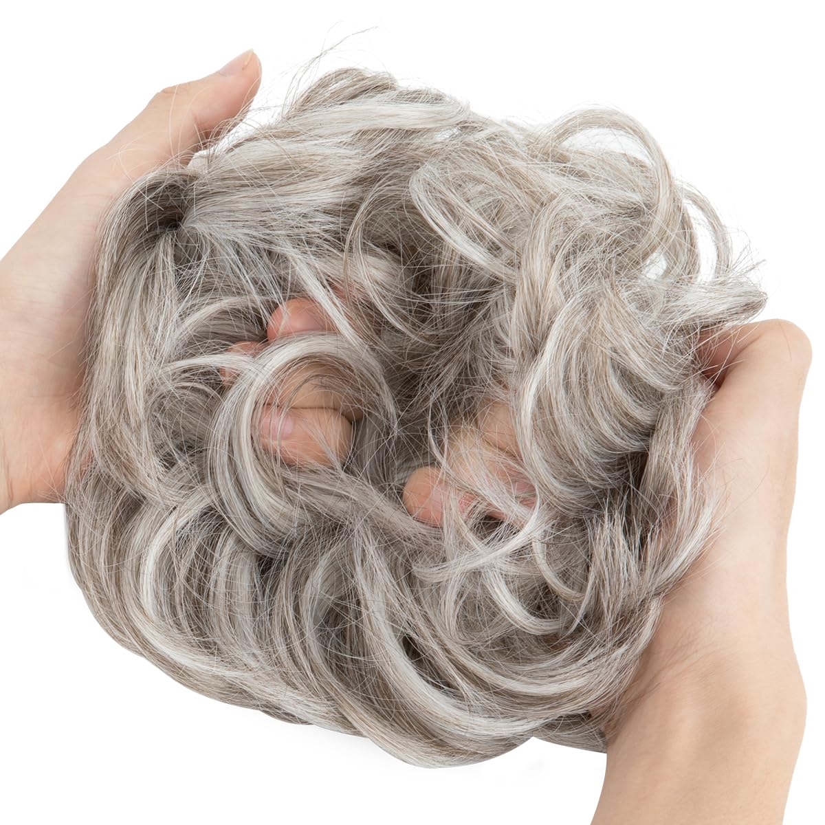 SARLA Messy Bun Hair Piece for Womens Synthetic Scrunchies Buns Extension Hairpieces Updo Pony Tail Polar Silver - Image 3