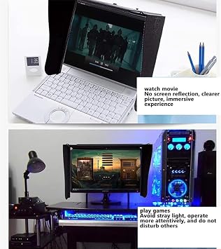Desktop Computer Screen Hood, Desktop Computer Sunshade, 17-27-inch Adjustable, Protect Eyesight, Protect Privacy, Efficient Shading with Three, for Office, Play Games