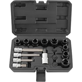 TECPO Brake Caliper Socket Wrench Set 17-Piece Nut Bit Insert Set Brake Tool Compatible with Audi BMW Ford Mercedes Opel Porsche VW