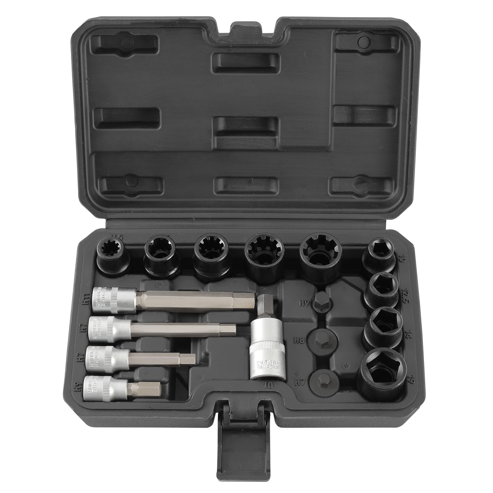 TECPO Set di chiavi a bussola per pinza freno, 17 pezzi, compatibile con Audi, BMW, Ford, Mercedes, Opel, Porsche, VW