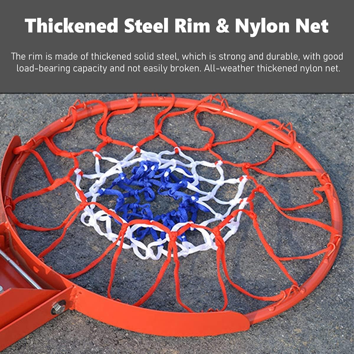 Basketball Hoop, Heavy Duty Hanging Basketball Backboards with Net and Fixtures, for Home and Garden