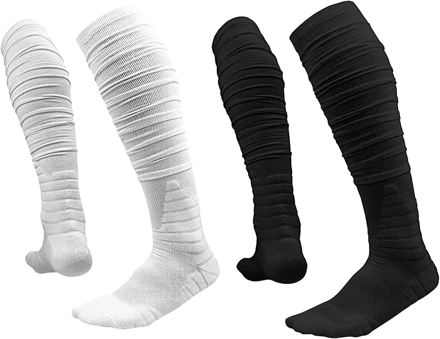 Valcatch Scrunch Football Socks Extra Long Padded Sport Socks for Men Boys Athletic Compression Socks Knee Length Tube Sock