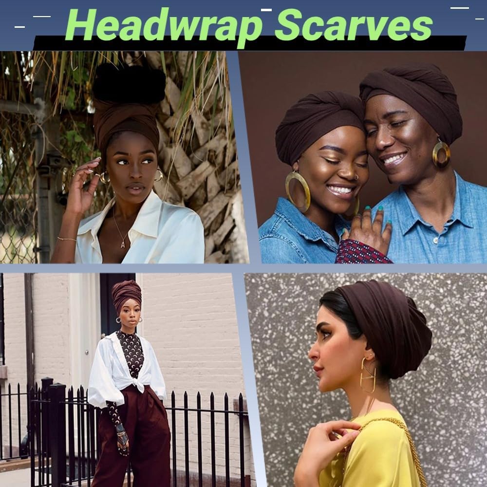 Head Wraps for Women Headwraps Long Hijabs Scarf Large Headscarf Tie Hair Wrap - Image 5