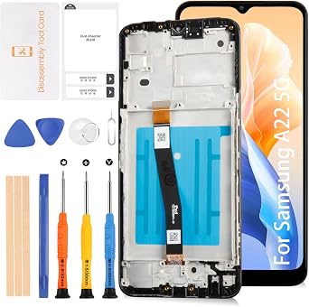 شاشة LCD الأصلية A22 5G OEM +إطار رمادي لـ Samsung Galaxy A22 5G A226B A226BR 6.6 "شاشة شاشة LCD استبدال محول الأرقام باللمس كيت غير A22 4G