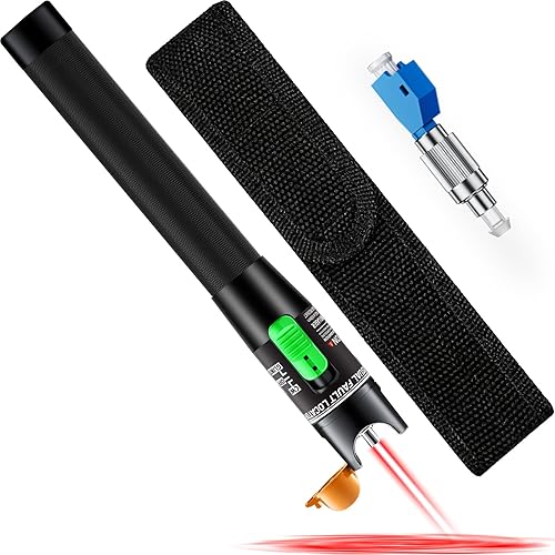 Visual Fault Locator 30KM - VFL Fiber Optic Tester Kit Include Single Mode 9/125um FC Male to LC Female Adapter, Fiber Optic Lights for Network Cable (Battery not Included)