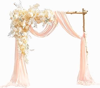 EBETA Hochzeit Volant Querbehang Freihanddeko für Hochzeitsbogen & Traubogen Himmelbett Vorhänge Gardine für Fenster Deko aus Chiffon-Stoff (Korallenrosa, 70x600 cm)