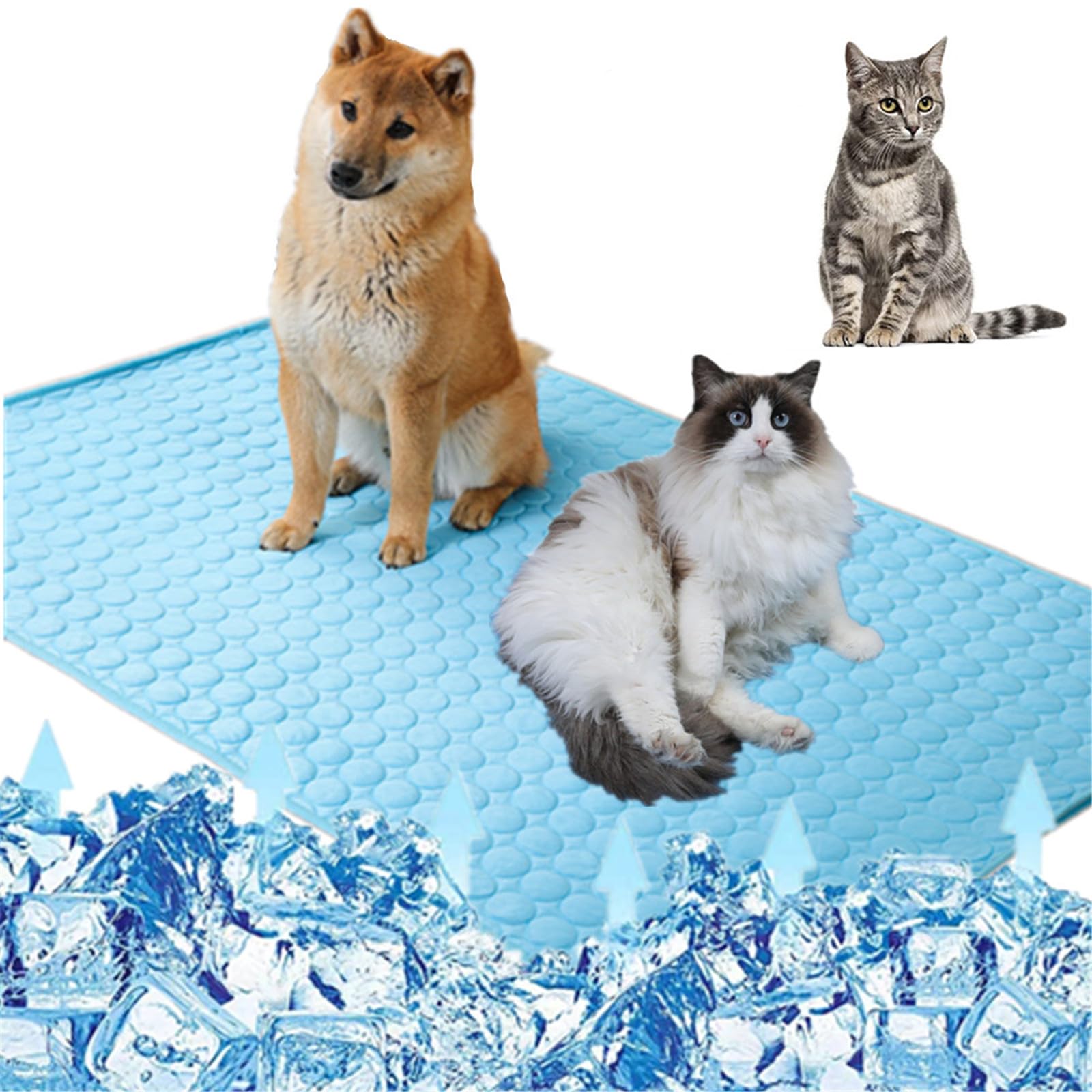 Dog Cooling Mat 40 x 28inch,XL Breathable Washable Summer Pet Cooling Pad Extra Large Dog Cat Self Cooling Pad for Outdoor or Home Use Kennerl, Crates and Beds No Water or Electricity Needed(Blue)