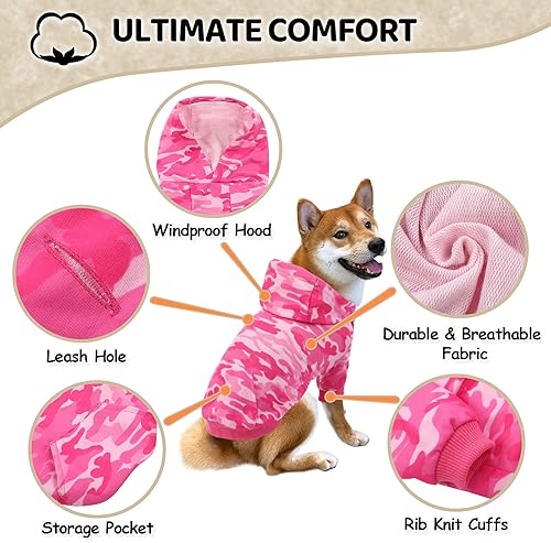 Miniatura 3 de AOFITEE Abrigo con capucha para perro, chaleco cálido para perro, sudadera de camuflaje para mascotas con bolsillo, acogedora pijama de cachorro