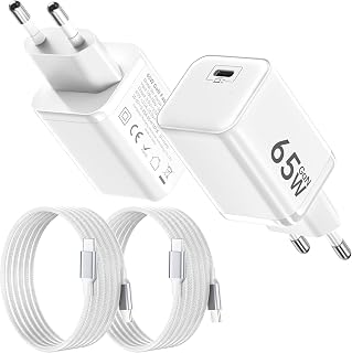 2Pack USB C Charger 65W,GaN USB C Power Supply PPS Quick Charger for MacB00k Pro/Air,PD Charger with 2M USBC Charging Cable for Phone 17ProMax/17,Galaxy, Pad Pro/Air,Laptop,White
