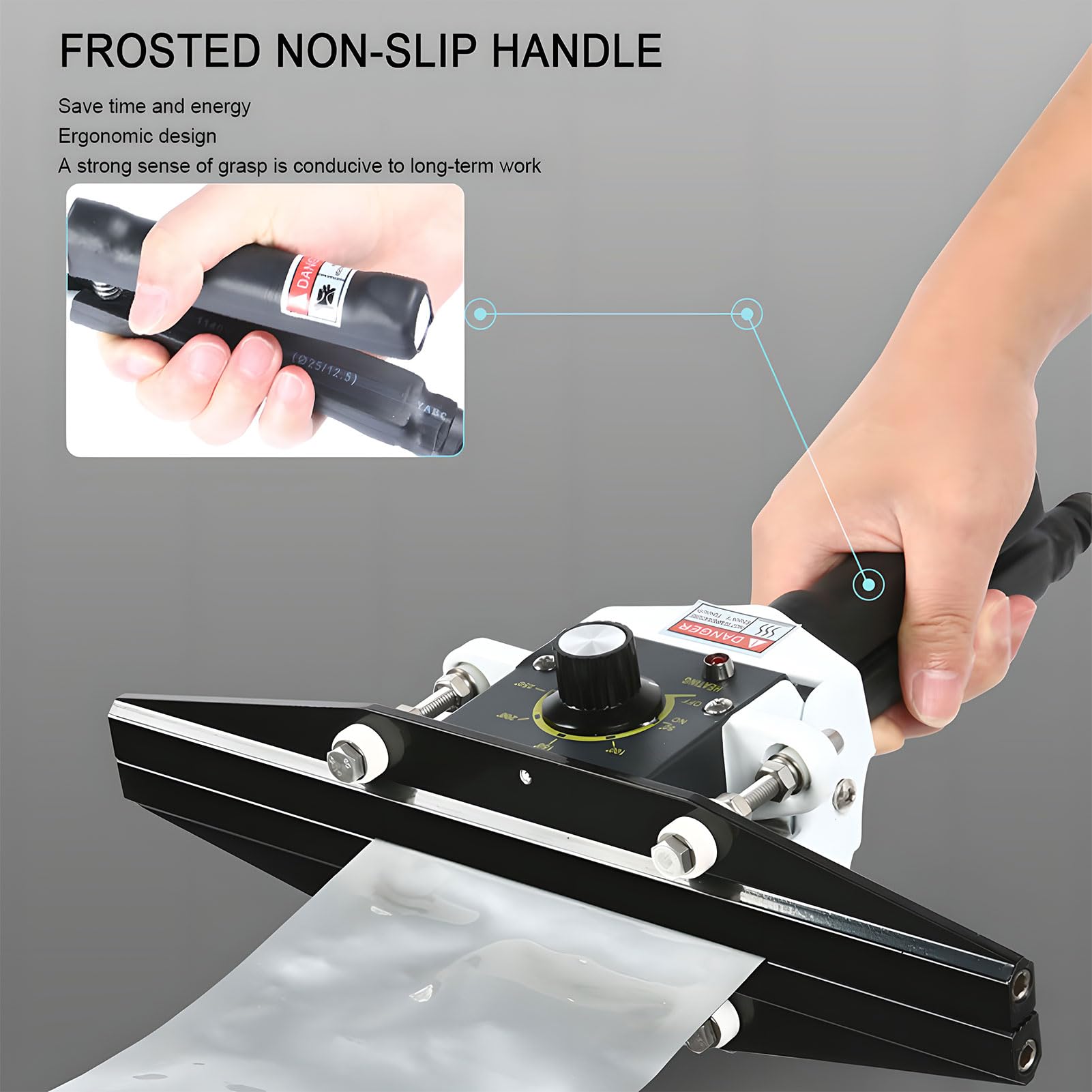 Sellador térmico portátil de mano con temperatura ajustable para sellar bolsas de papel de mylar, aluminio, celofán y papel kraft