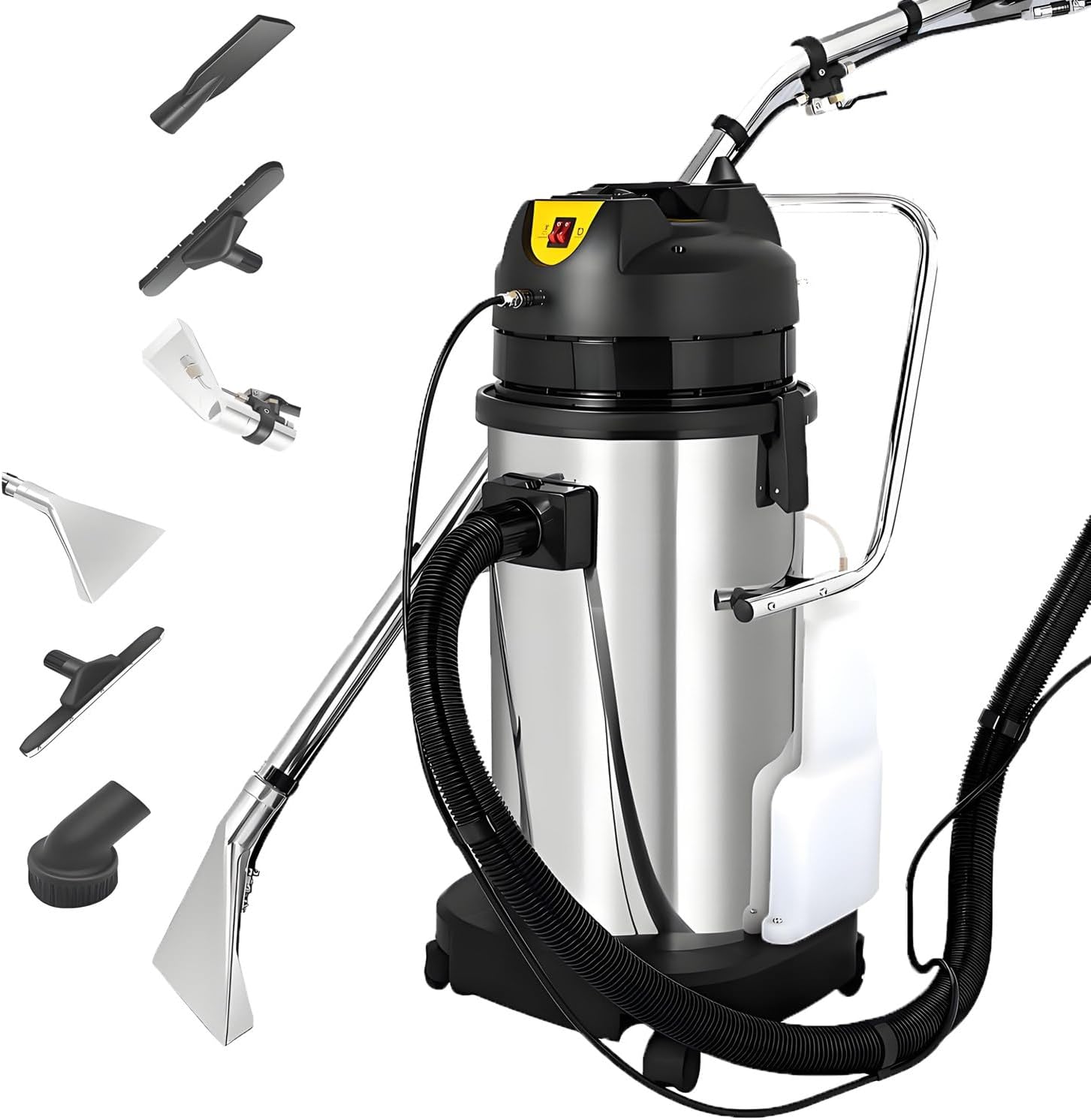 Wet Dry Vacuum Cleaner,Commercial Upholstery Cleaner Machine,with Separate Clean & Waste Water Tanks,Portable Suction Hose,for Deep Cleaning Hotels,Offices 20L