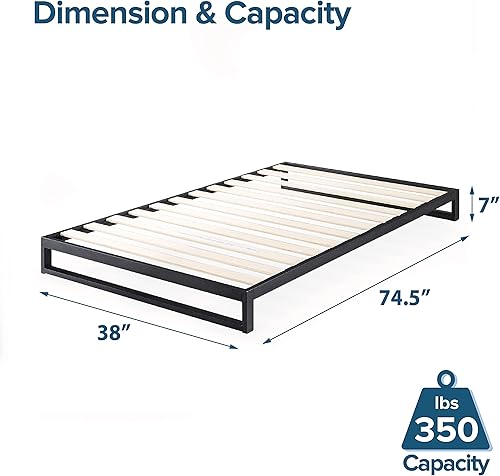 Miniatura 28 de ZINUS Trisha - Marco de cama de plataforma de metal de 7 pulgadas con cabecero, soporte de listones de madera, no necesita somier, fácil montaje,