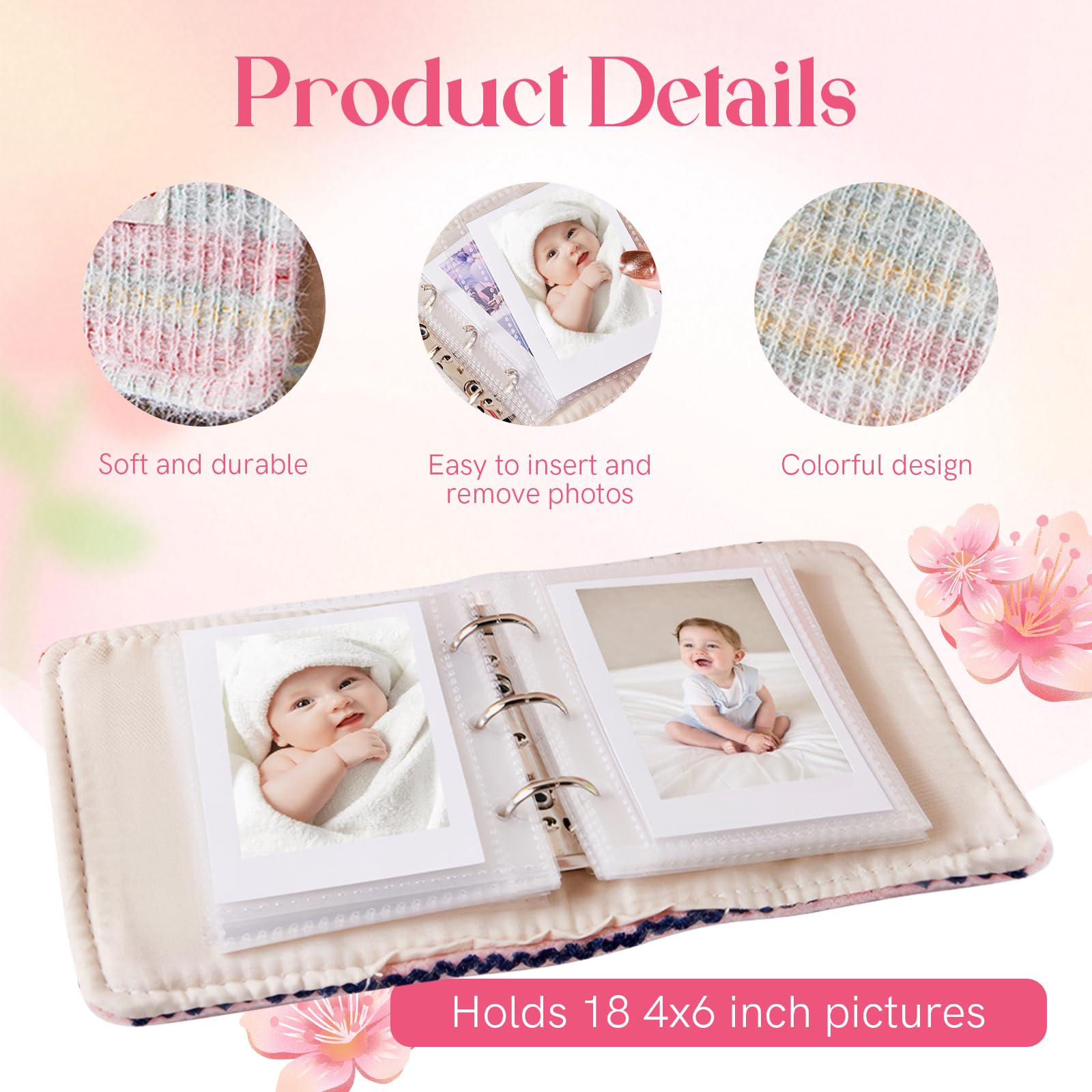 Baby Fotoalbum Aus Stoff - Weiches Fotobuch Mit 17 Fächern & Sicherheitsspiegel