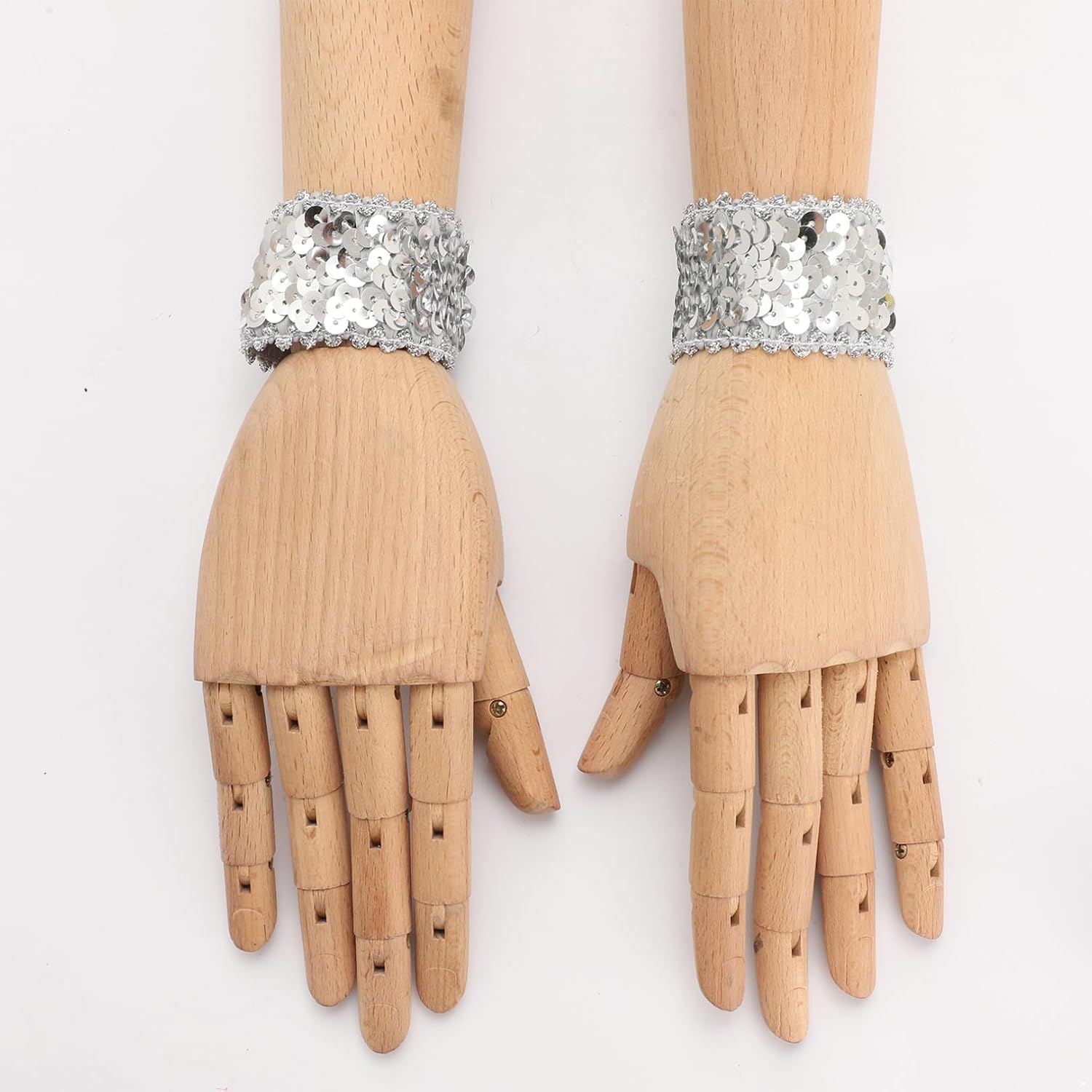 FEESHOW Women Sequin Wristband Elastic Wrist Cuffs for Masquerade Party Stage Performance