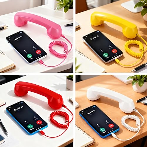Miniatura 3 de Teléfono retro, modelo 2026 compatible con iPhone, conexión con cable tipo C, hecho de material ABS, adecuado para teléfonos móviles y computadoras