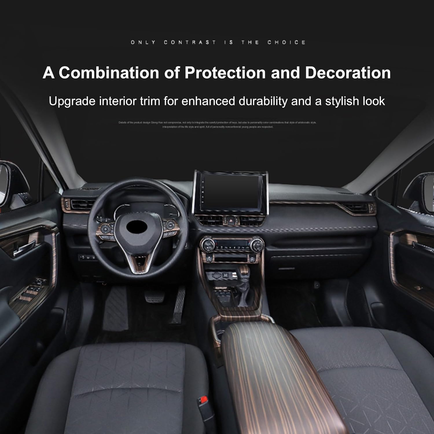 Armrest Rear Seat Air Vent Frame Cover Trim Compatible with Toyota RAV4 2020-2025, ABS Wood Grain Rear Air Vent Outlet Panel Anti Kick Cover, Back Seat Air Vent Protective Cover