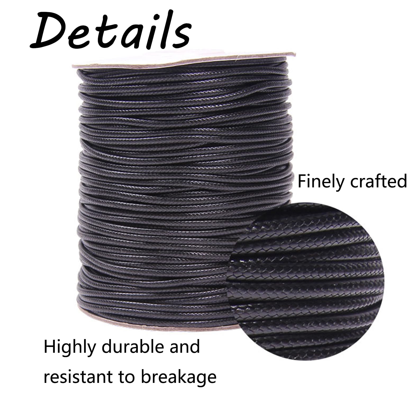 Hilo de cera de 3,5 mm x 40 m, para manualidades, hilo encerado, hilo de coser de cuero, hilo de poliéster encerado, para collares, pulseras, fabricación de joyas, reparación y manualidades