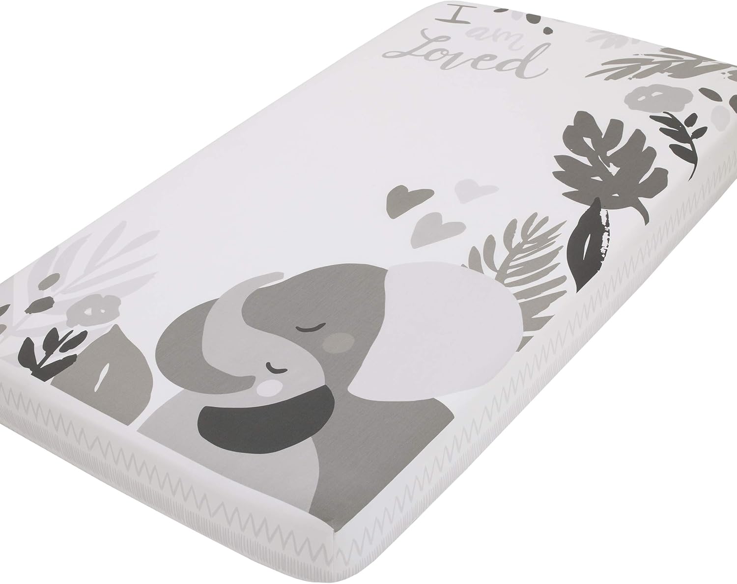 NoJo Elephant Tribe Grey and White 100% Cotton Photo Op Fitted Crib Sheet