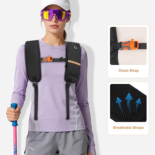 Miniatura 7 de MOSISO Mochila pequeña de senderismo de 12 litros para mujeres y hombres, mochila plegable e informal ligera con bolsillo frontal vertical para