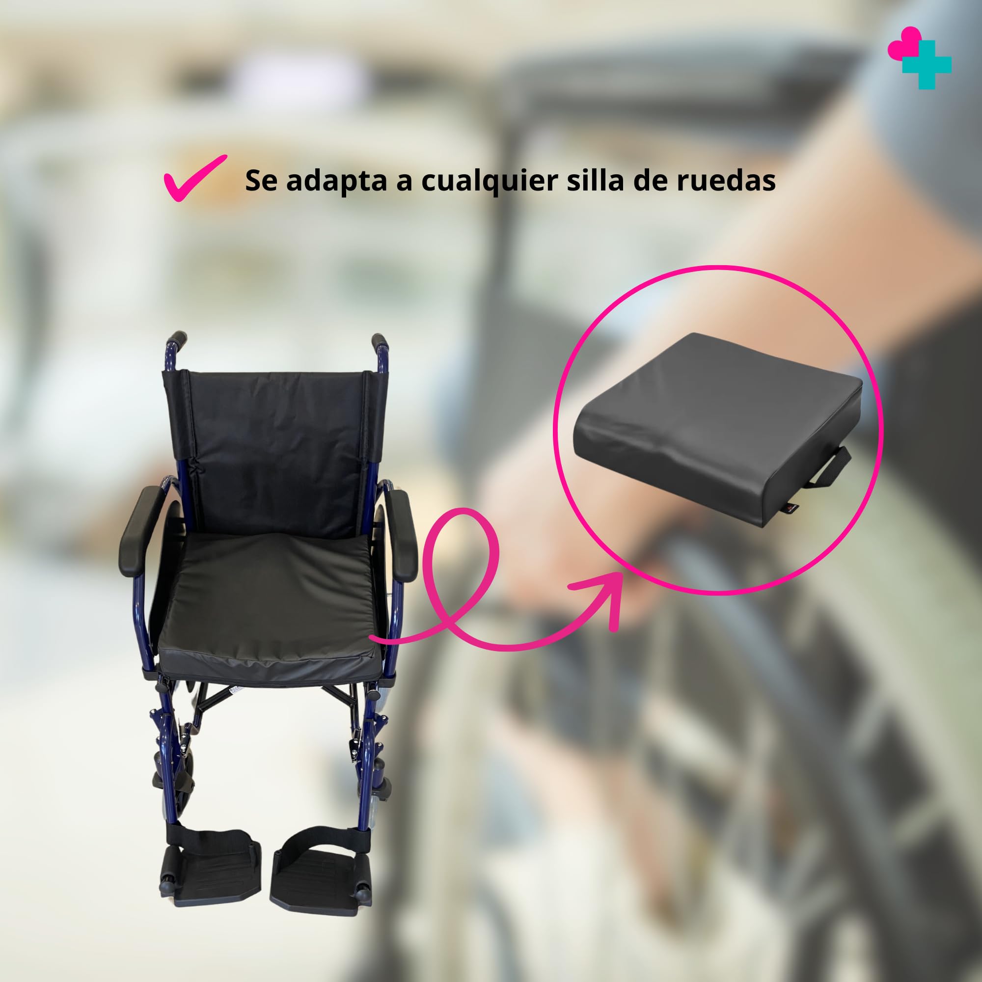 Cojín Antiescaras Viscoelástico para Silla de Ruedas 42x42x8 cm | Cojín Ortopédico con Espuma de Memoria y Funda Impermeable | Alivio de Presión para Personas Mayores y Movilidad Reducida