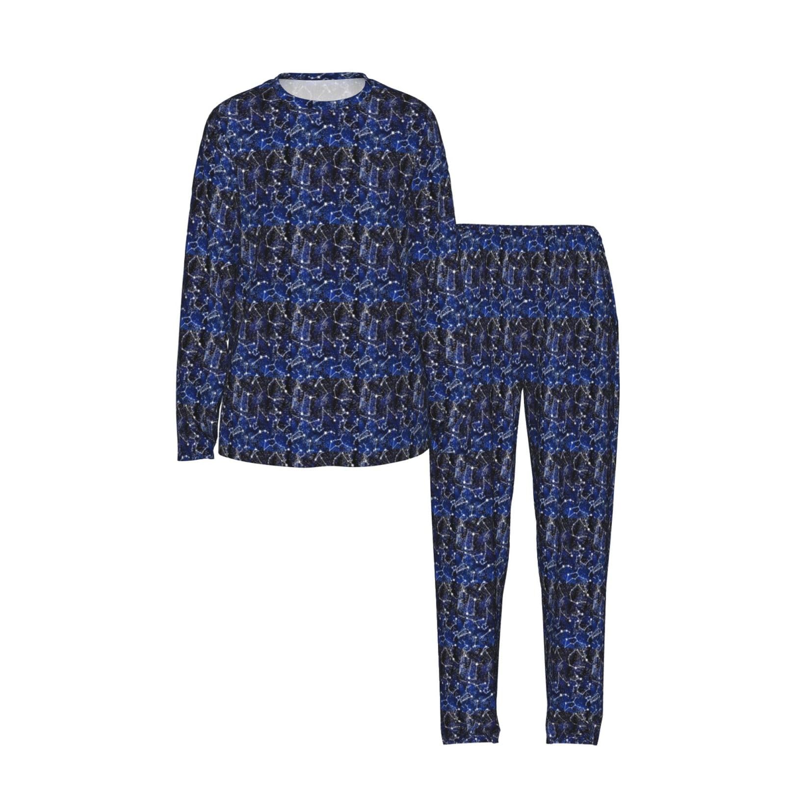 Glow In The Dark Stampa Donna Manica Lunga Pigiama Corrispondente Morbido Elastico Coulisse Casual Daywear