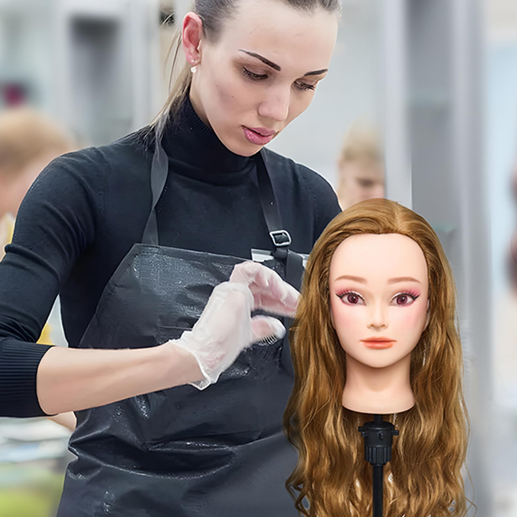 FGXY Cabeza Modelo De Peluquería, Juego De Accesorios De Peluquería, Herramienta De Entrenamiento De Diseño De Peluquería, Adecuada Para Peluquerías Para Principiantes (Dorado) — view 3