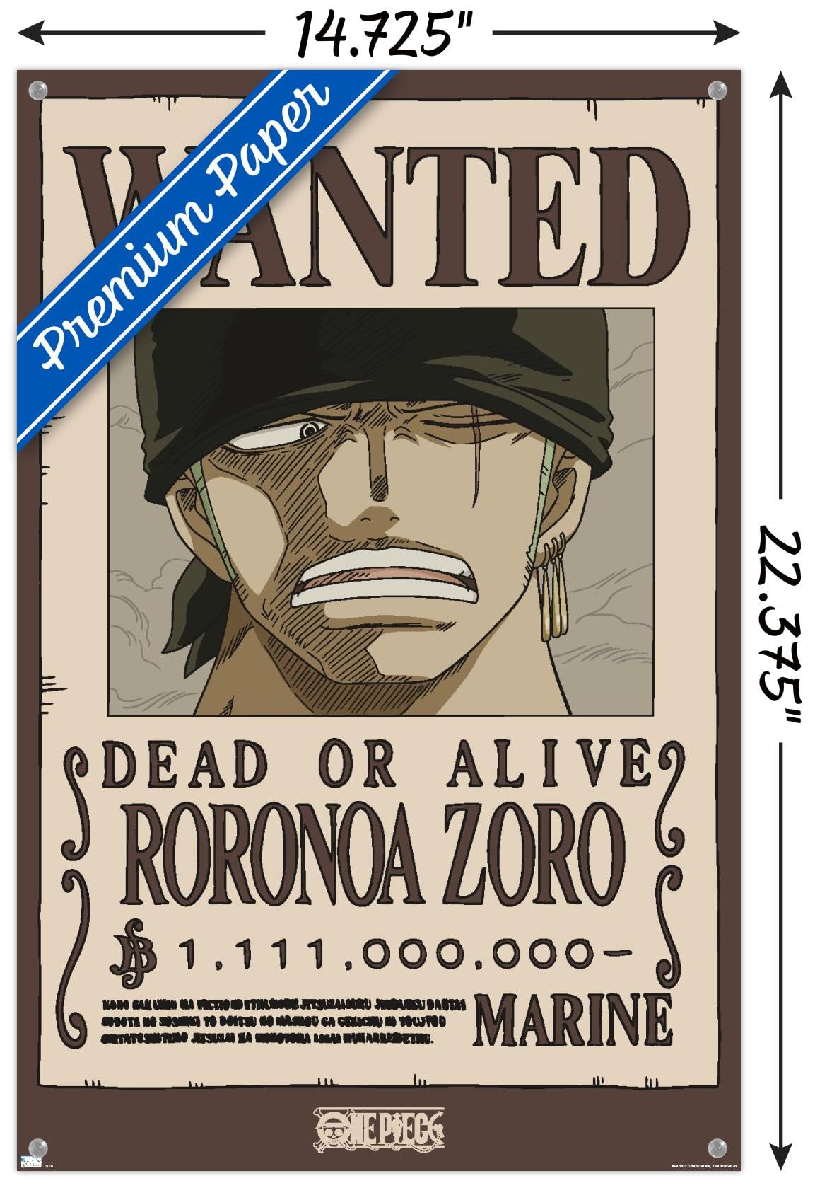 Amazon.com: Trends International One Piece - Roronoa Zoro Wanted