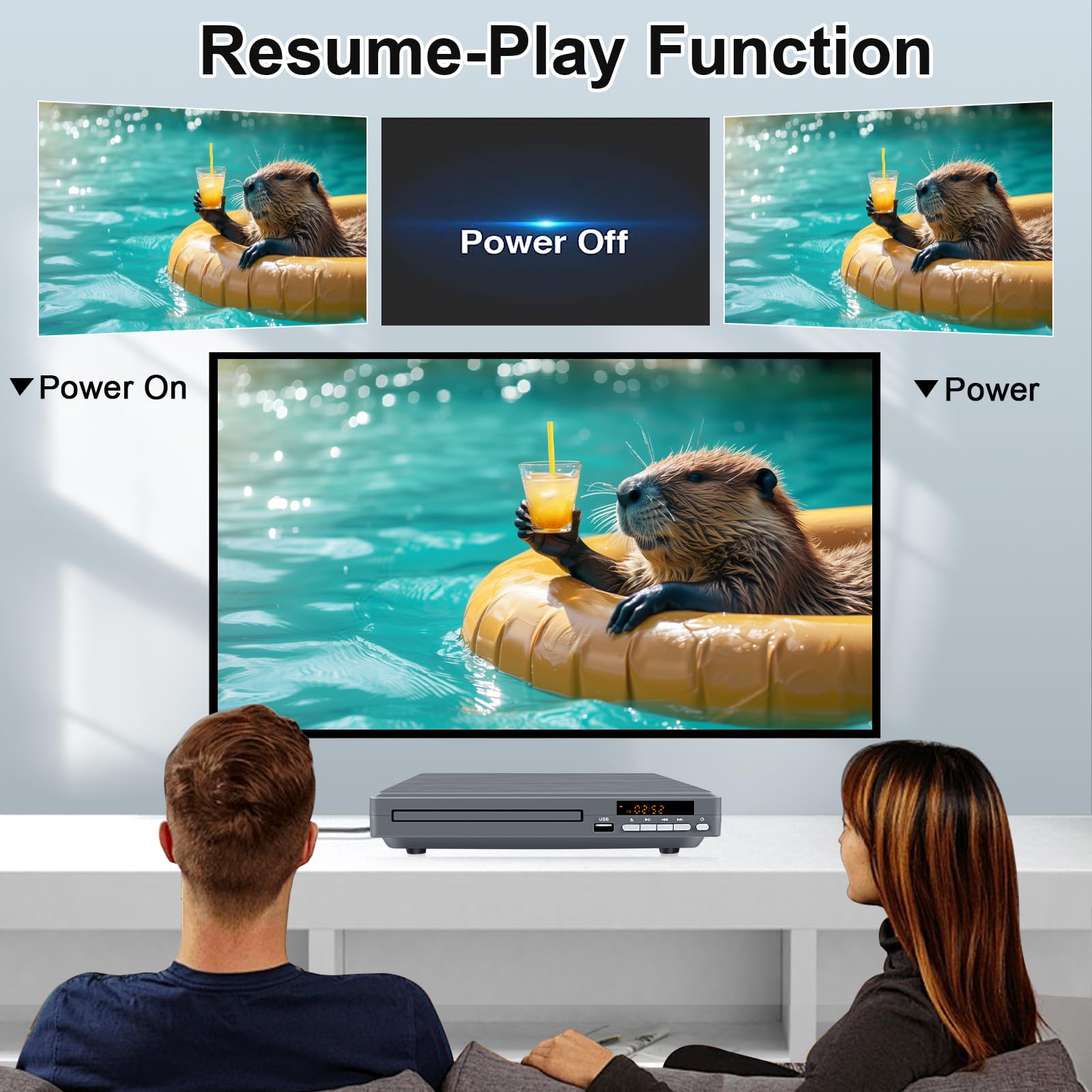 Reproductor DVD Multizona para TV | Reproductor DVD Compacto para Hogar con Salida Coaxial, HDMI y RCA | Lector DVDs/CD con Entrada USB para Todas Las Regiones y Multiformato (Gris, No BLU-Ray)