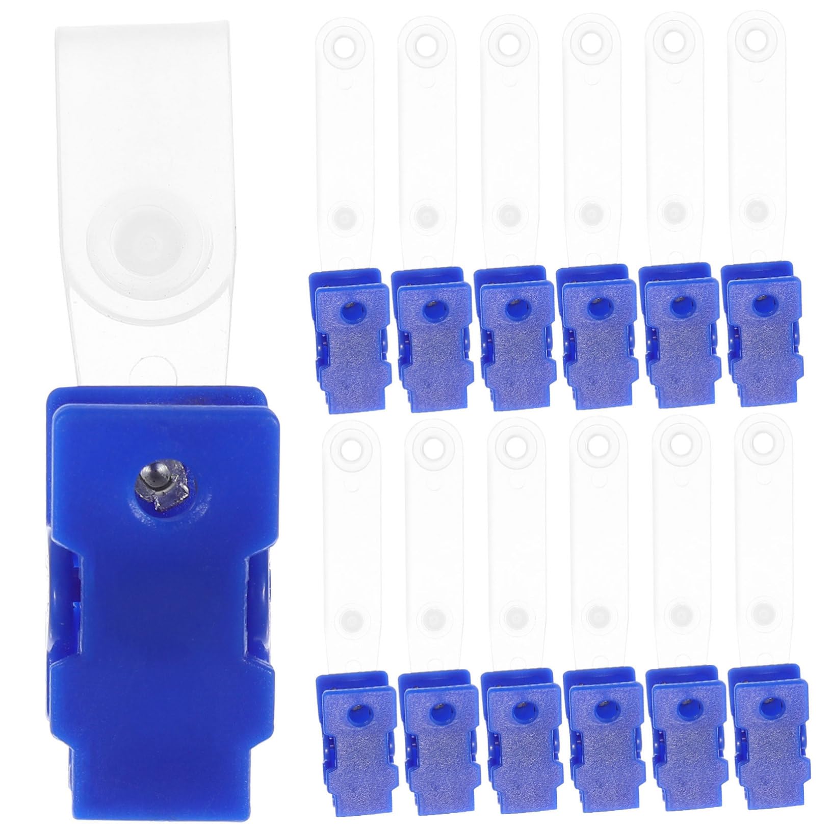 HOMSFOU 5 Ensembles Clip De Support De Carte À Nez Clé Plusieurs Agrafe Plat Insignes Clips Pour Badge De Travail Clips De Badge Avec Sangles Clips Porte-nom Plastique Bleu 100 Pièces * 5