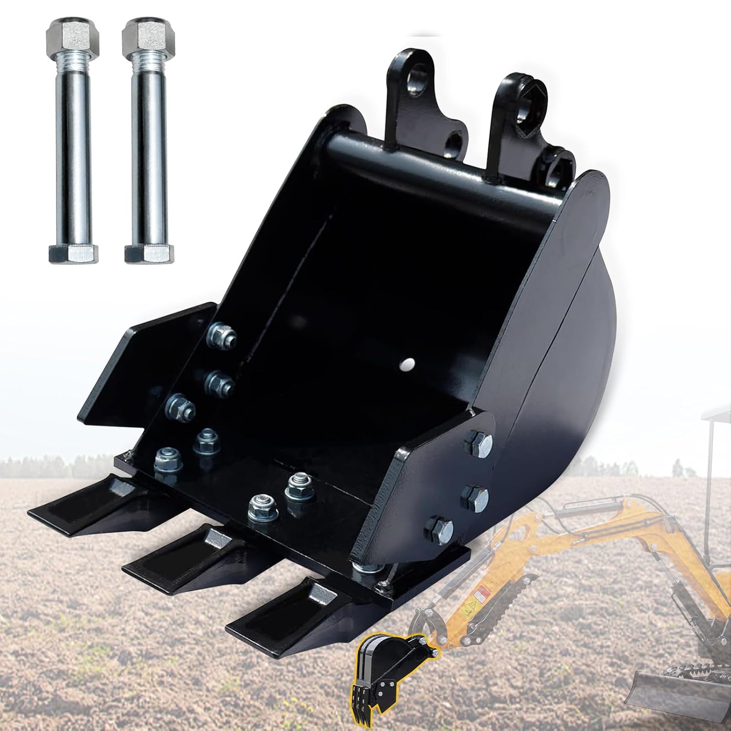 30 cm excavator spoon for mini excavator metal digger with metal teeth suitable for 1000-1800 kg mini excavator bucket excavator shovel attachment for mini excavators