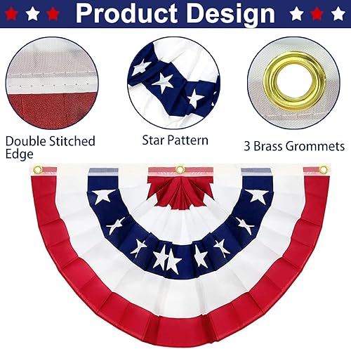 Miniatura 4 de TURNMEON Paquete de 6 banderas de abanico plisadas estadounidenses del 4 de julio, banderas estadounidenses de Estados Unidos para exteriores,