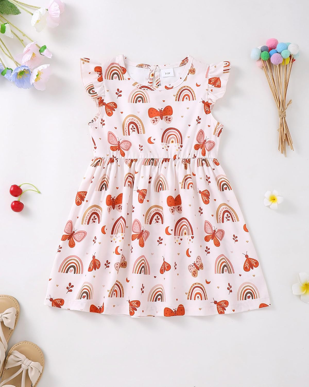 Toddler Girl Dress Little Girl Clothes Ruffle Sleeveless Multipack Floral Flamingo Striped Summer Spring Casual Dresses