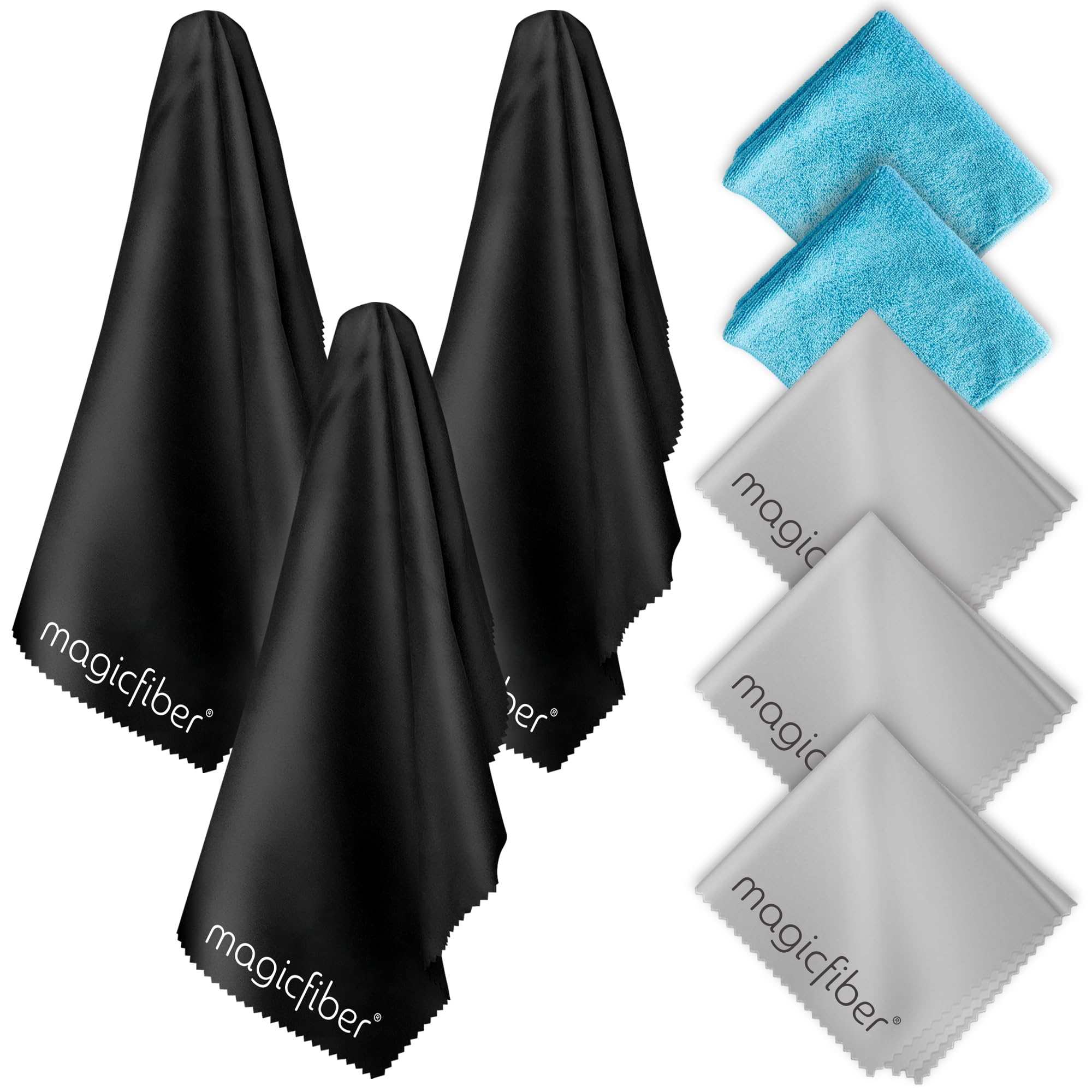 MagicFiber Extra Large Microfiber Cleaning Cloth for Glasses & Window Cleaning Cloth (8-Pack)