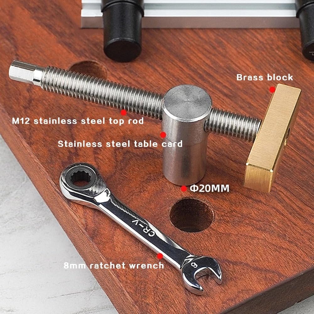 Stainless Steel Bench Clamps 2 Pcs – 20mm Table Vise for Woodworking, Adjustable Screw Fastening Tool with Wrench(19MM)