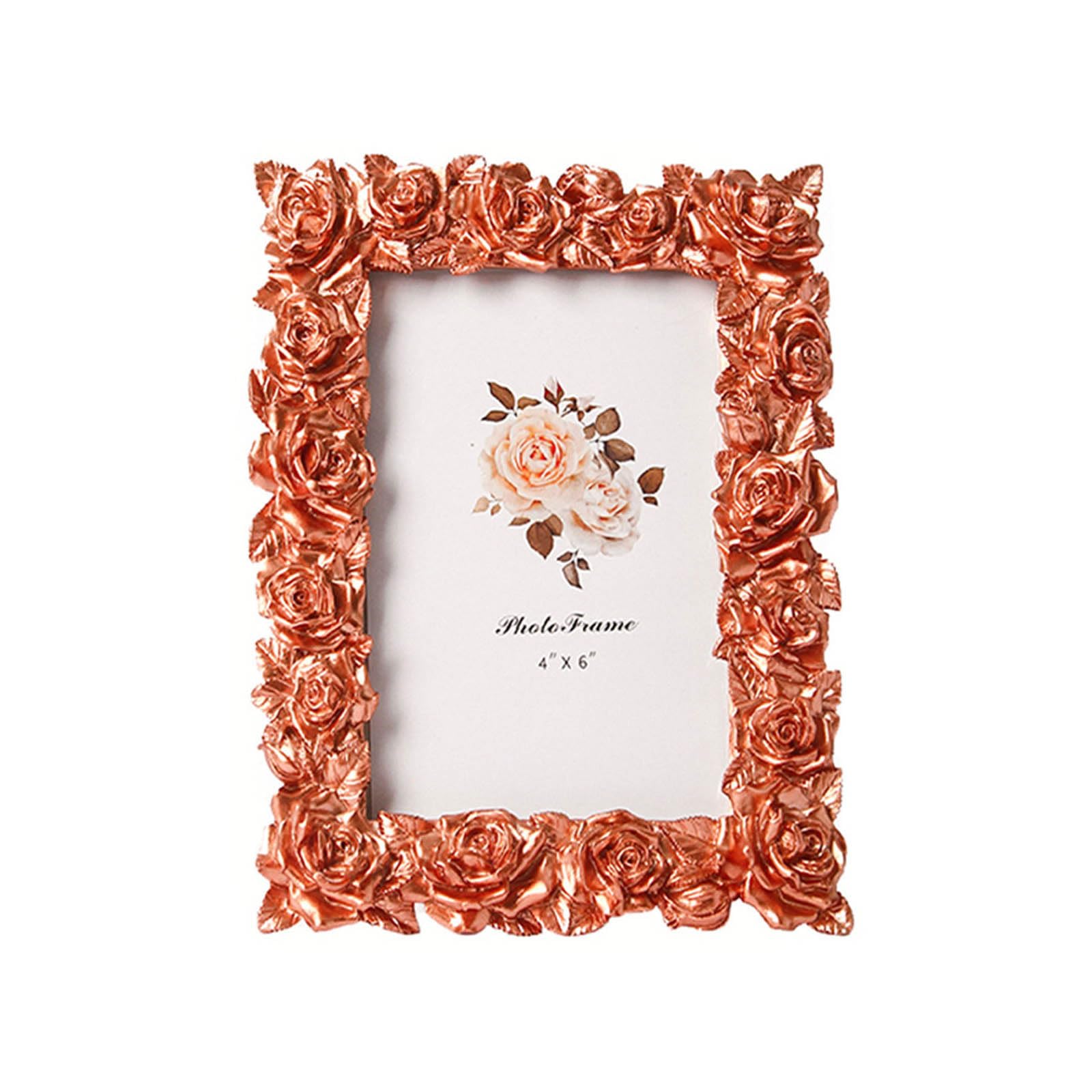 BELOWSYALER Antique Ornate Photo Frame with Florals Relief Retro Picture Frame Wall and Tabletop Display for Home Decors Art Gallery Antique Ornate Photo