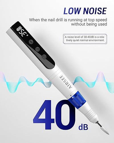 Miniatura 8 de AIRSEE Taladro de uñas eléctrico inalámbrico de 35000 rpm, kit de archivo E recargable profesional portátil Efiler para eliminación de gel de