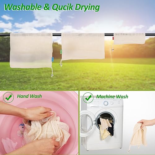 Miniatura 6 de Bolsas de compras reutilizables de malla de algodón, lavables, ecológicas, de primera calidad, transparentes, ligeras, sin granel, para