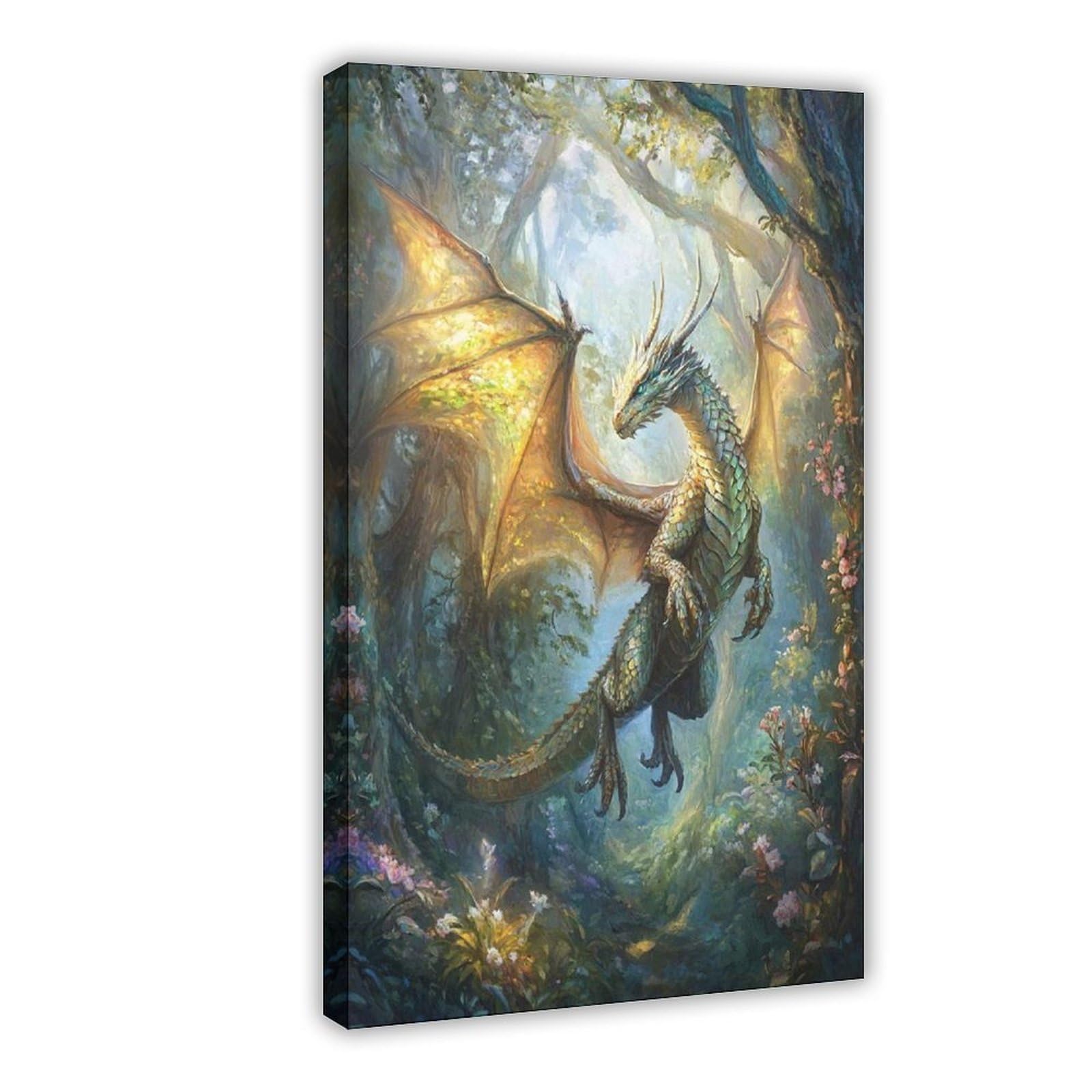 Bareronor Forest Dragon Poster (2) Canvas Poster Bedroom Decor Landscape Office Room Decor Gift 24" L X 36" W